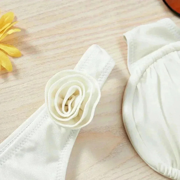 Beige Cute Women's Underwire 3d Floral Sexy Bikini Set - Picture 6 of 7